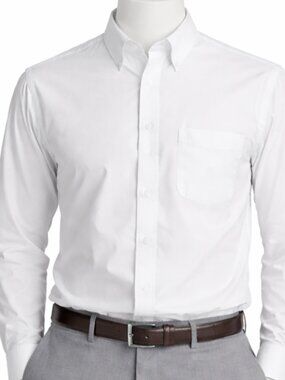 Stafford Mens Dress Shirt Wrinkle Free White Neck 17 Long Sleeve Button Down